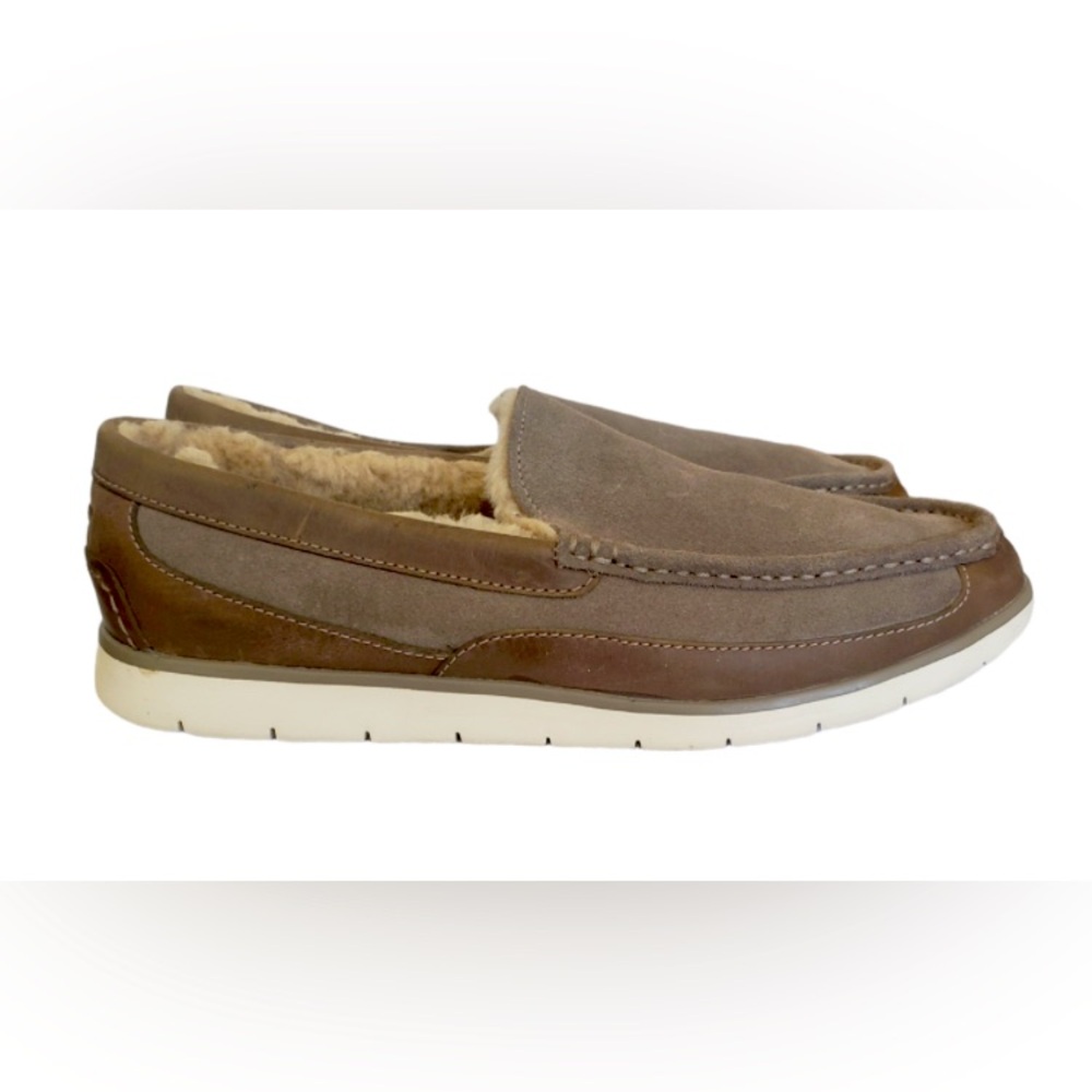 UGG Fascot Energy Comfort Shoes Brown/Gray Suede Slip On Loafers Men's Sz 9